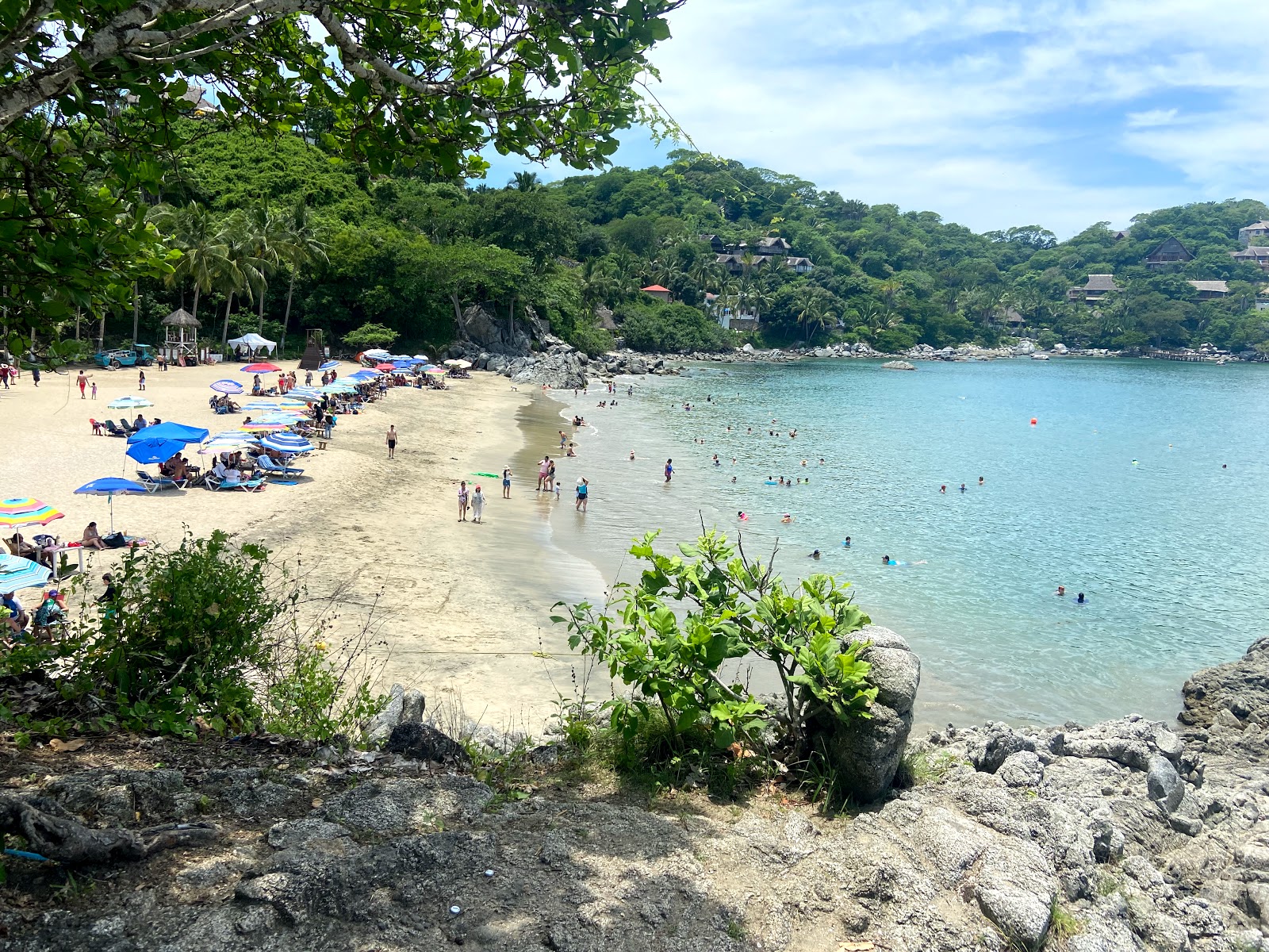 Muertos beach的照片 带有明亮的沙子表面