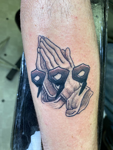 Explore namaste tattoo ideas, creative tattoo ideas in Orland, available at K1LL3R ARTW0RK