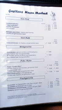 Menu / carte de Gaststätte Hasen à Herbertingen