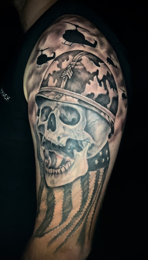 Explore girlfriend name tattoo ideas on chest, creative tattoo ideas in Lakeview, available at Backwoods Tattoo Studio