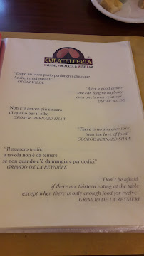 Menu du Culatelleria à Sanguinaro