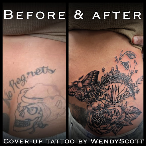 Explore flower sleeve tattoo ideas, creative tattoo ideas in Lees Summit, available at The Cherry Bomb Tattoo Co.