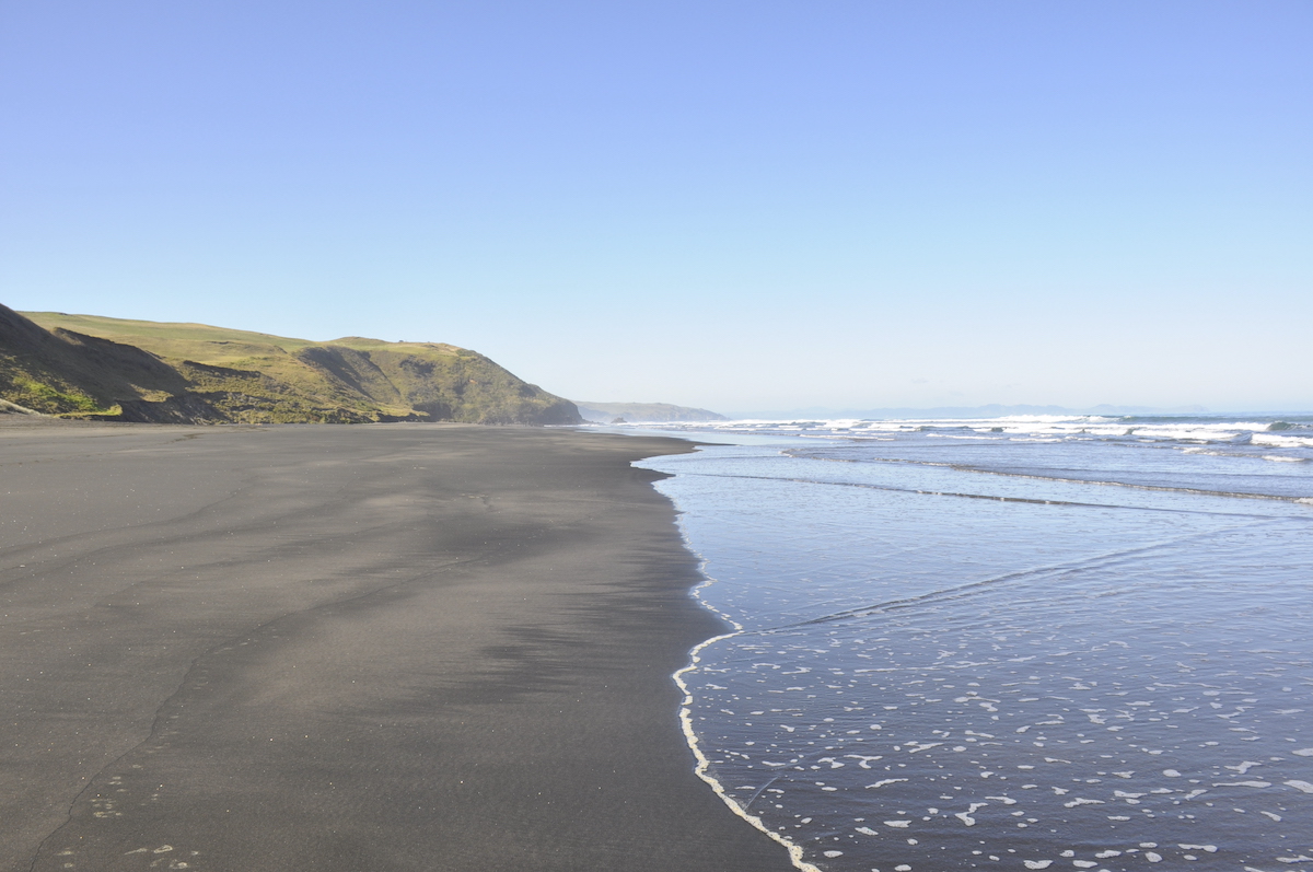 Foto de Ruapuke Beach com areia cinza superfície