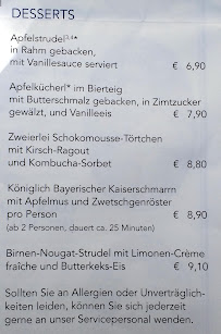 Schlosswirtschaft Schwaige Nymphenburg GmbH à Munich menu