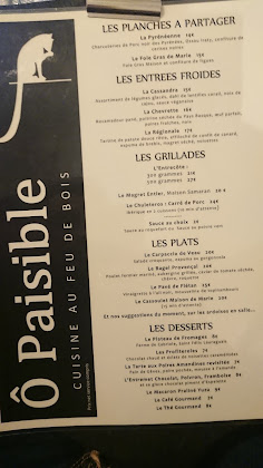 menu du restaurants Ô Paisible à Labège