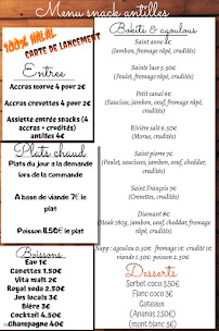 Menu / carte de Snack Antilles à Pierrefitte-sur-Seine