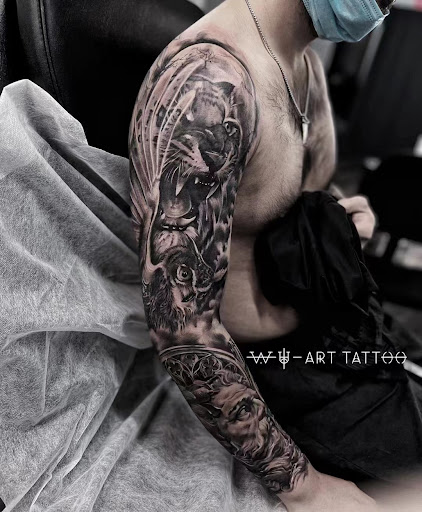 Explore army tattoos ideas, creative tattoo ideas in Brooklyn, available at The Mist Tattoo