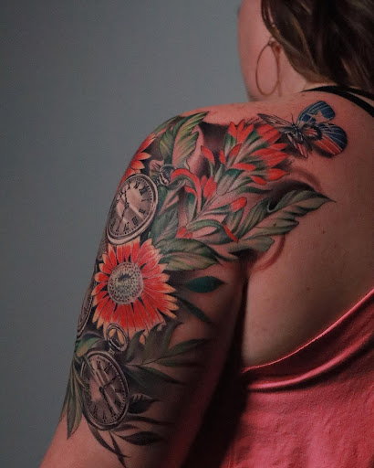 Explore good ideas for cover up tattoos, creative tattoo ideas in Montgomery, available at Flying Eye Tattoo Studio