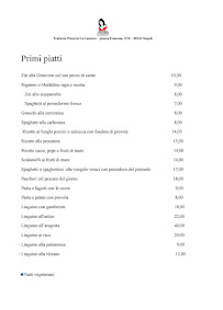 La Lazzara Trattoria e Pizzeria à Naples menu