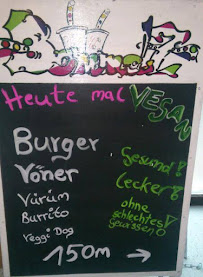 Restaurant végétalien Cafe Bommelz à Greifswald (le menu)