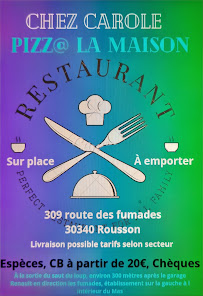 Chez Carole Pizz @ la maison à Rousson menu