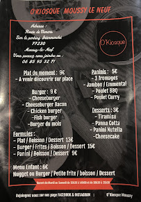 Menu / carte de O’kiosque à Moussy-le-Neuf