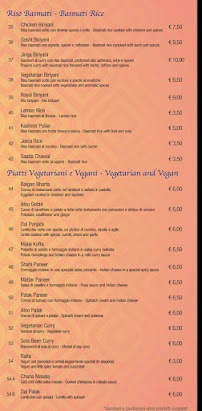 Menu du Ristorante Indiano Kamasutra à Pistoia
