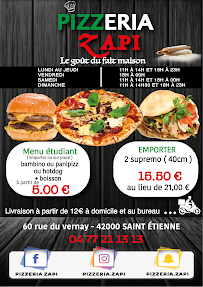 Carte du Pizzeria Zapi à Saint-Étienne