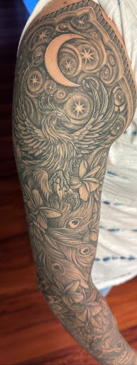 Explore colorful sleeve tattoo ideas, creative tattoo ideas in Virginia Beach, available at Studio Evolve