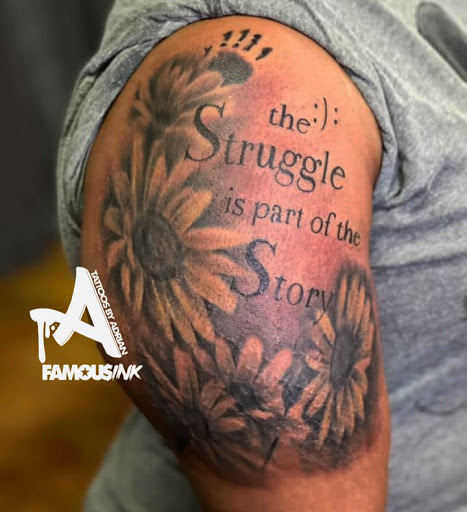 Explore cat memorial tattoo ideas, creative tattoo ideas in Hammond, available at Famous Ink, Inc.