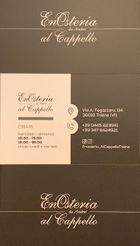Carte du EnOsteria da Andrei Al Cappello - Thiene à Thiene
