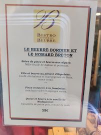 Restaurant Bistro Autour du Beurre Bordier à Saint-Malo (le menu)