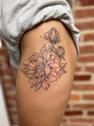 Explore female sleeve tattoo ideas, creative tattoo ideas in Leola, available at Sweet Omens