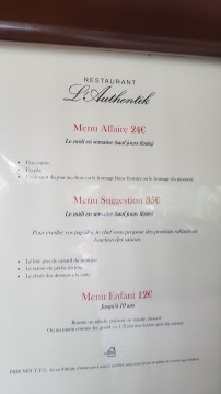 Menu / carte de Restaurant L'Authentik à Alby-sur-Chéran