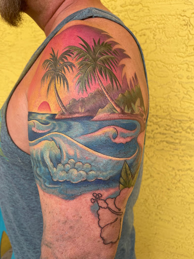 Explore men bicep tattoo ideas, creative tattoo ideas in Jensen Beach, available at Treasure Coast Tattoo Co.