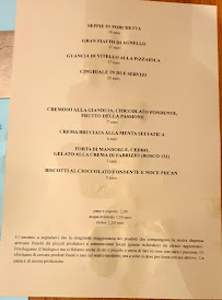 Menu du Osteria del Posto à Chiugiana-La Commenda