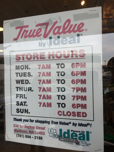 Home Improvement Store «True Value By Ideal», reviews and photos, 232 Lexington St, Waltham, MA 02452, USA