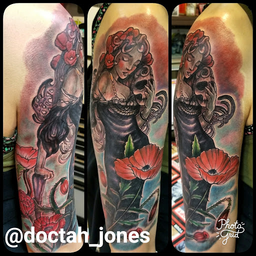 Explore black heart heart tattoo cover up ideas, creative tattoo ideas in Yucca Valley, available at Strata Tattoo Lab LLC