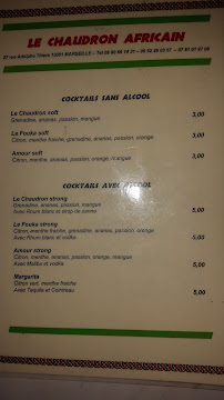 LE CHAUDRON AFRICAIN à Marseille menu