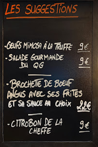 Menu / carte de Que pour les Gourmands à Paris