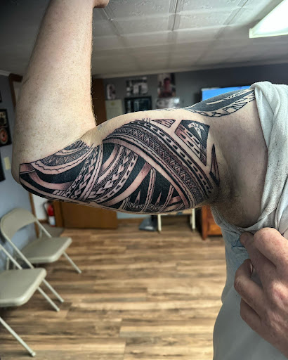 Explore filler sleeve tattoo ideas, creative tattoo ideas in Hudson Falls, available at ALTERED ADDICTION TATTOOS