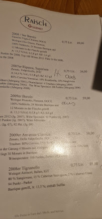 Hotel Raisch à Steinwenden menu