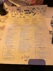 Mon Coco à Paris menu