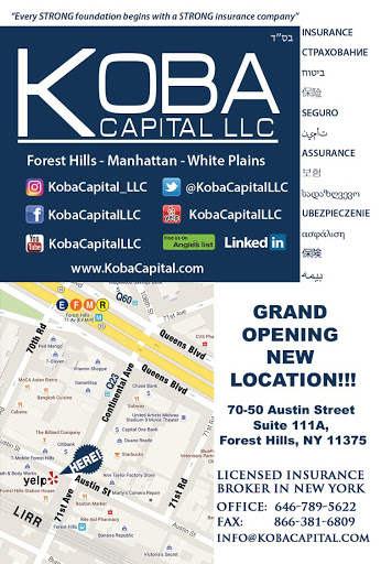 Koba Capital, 70-50 Austin St, Forest Hills, NY 11375, Insurance Agency