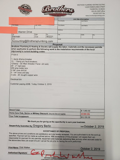 HVAC Contractor «Brothers Plumbing, Heating, and Electric», reviews and photos, 12249 Pennsylvania St, Thornton, CO 80241, USA