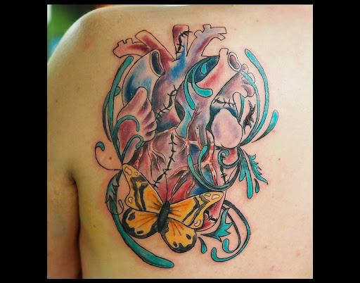 Explore cheating death tattoo ideas, creative tattoo ideas in Springfield, available at Poke and a Rub art studio