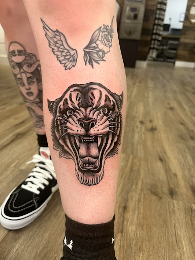 Explore religious sleeve tattoo ideas, creative tattoo ideas in Twentynine Palms, available at No Mans Land Tattoo
