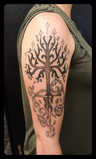 Explore castle tattoo ideas, creative tattoo ideas in Great Falls, available at Sparrows and Arrows Tattoo