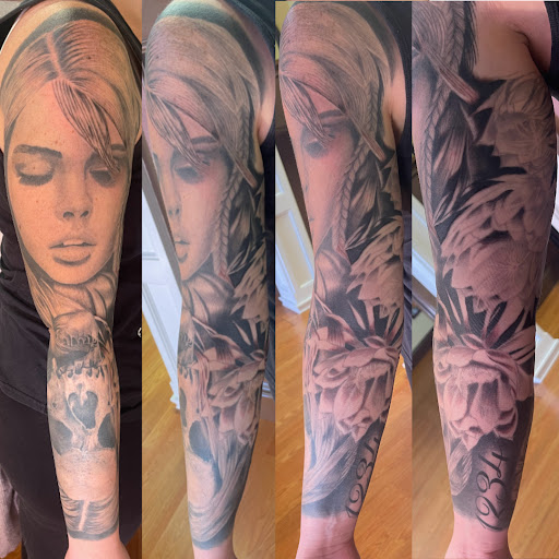 Explore mermaid tattoo ideas for females, creative tattoo ideas in Clarksville, available at Chris Wallace Tattoos