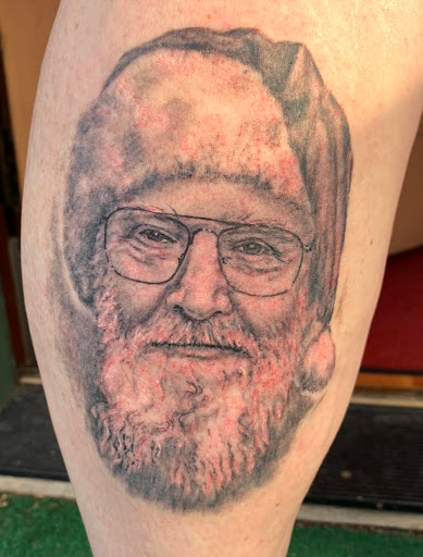 Explore knee cap tattoo ideas, creative tattoo ideas in Longview, available at Burning Rock Tattoo