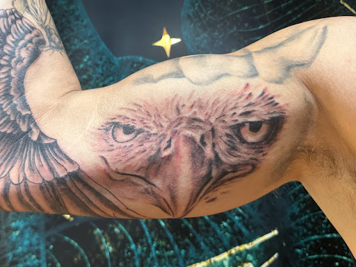 Explore beach tattoo ideas for men, creative tattoo ideas in Hayward, available at Three Tentacles Tattoo Studio