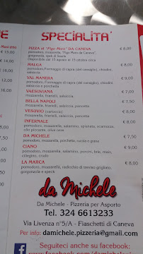 Pizzas à emporter Da Michele à Caneva (la carte)