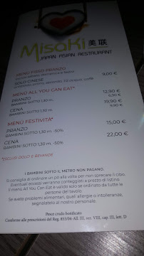 Misaki à Cavazzona menu