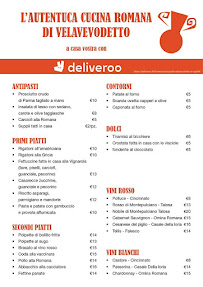 Menu du Flavio al Velavevodetto ai Quiriti à Rome