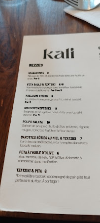 KALI | Restaurant grec à Paris menu