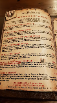 Menu / carte de WILD BILL´S SALOON à Rastatt