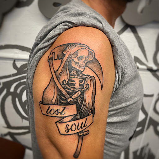 Explore tattoo collage ideas, creative tattoo ideas in Zumbrota, available at Art by Sinclair Tattoo Artist At Dry Bones Ink