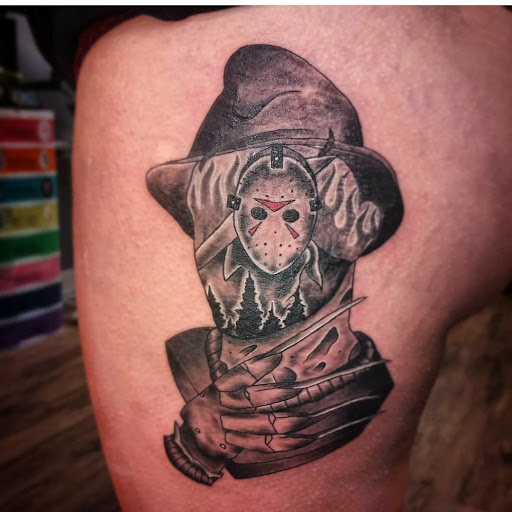 Explore back leg tattoo ideas, creative tattoo ideas in Jackson, available at Inkk Culture Tattoo