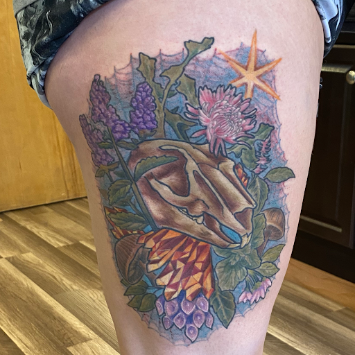 Explore quarter sleeve tattoo ideas, creative tattoo ideas in Helena, available at Velvet Rose Tattoo