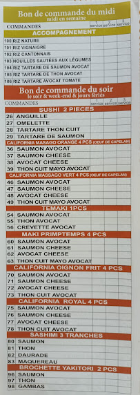 Menu / carte de Asie gourmande à La Teste-de-Buch